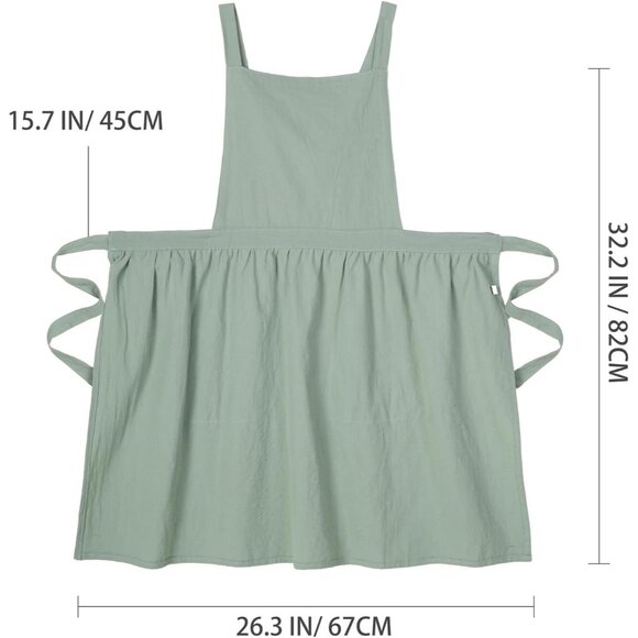 Cotton Linen Pinafore Apron Dress for Women with Pockets Cute Art Chef Aprons fo - Picture 5 of 7